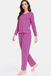 Zivame Peeking Barks Knit Cotton Pyjama Set - Rose Violet — thumbnail 3